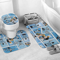 Argentina Football Bathroom Set Goat Comic Style Sun Of May DT05 Mat Set Only (3 pcs) One Size Blue - Polynesian Pride