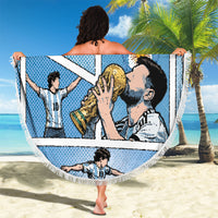Argentina Football Beach Blanket Goat Comic Style Sun Of May DT05 - Polynesian Pride