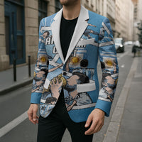 Custom Argentina Football Blazer Goat Comic Style Sun Of May DT05 - Polynesian Pride