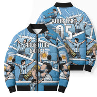 Custom Argentina Football Bomber Puffer Jacket Goat Comic Style Sun Of May DT05 - Polynesian Pride