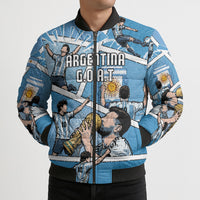 Custom Argentina Football Bomber Puffer Jacket Goat Comic Style Sun Of May DT05 - Polynesian Pride