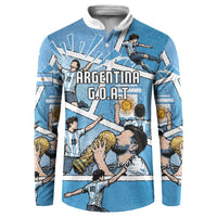 Custom Argentina Football Button Sweatshirt Goat Comic Style Sun Of May DT05 Blue - Polynesian Pride