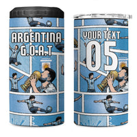 Custom Argentina Football 4 in 1 Can Cooler Tumbler Goat Comic Style Sun Of May DT05 One Size: 16 oz Blue - Polynesian Pride