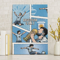 Argentina Football Canvas Wall Art Goat Comic Style Sun Of May DT05 Without Frame Blue - Polynesian Pride