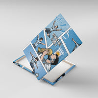 Argentina Football Canvas Wall Art Goat Comic Style Sun Of May DT05 With Frame Blue - Polynesian Pride