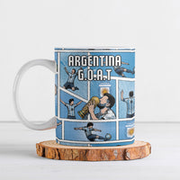 Custom Argentina Football Ceramic Mug Goat Comic Style Sun Of May DT05 Blue - Polynesian Pride