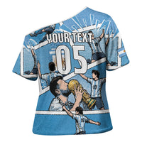Custom Argentina Football Cross Shoulder Shirt Goat Comic Style Sun Of May DT05 - Polynesian Pride