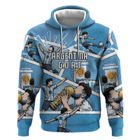 Custom Argentina Football Hoodie Goat Comic Style Sun Of May DT05 Pullover Hoodie Blue - Polynesian Pride