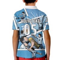 Custom Argentina Football Kid Polo Shirt Goat Comic Style Sun Of May DT05 - Polynesian Pride