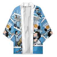 Custom Argentina Football Kimono Goat Comic Style Sun Of May DT05 Unisex Blue - Polynesian Pride