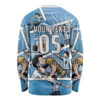 Custom Argentina Football Long Sleeve Shirt Goat Comic Style Sun Of May DT05 - Polynesian Pride