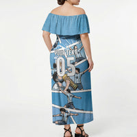 Custom Argentina Football Off Shoulder Maxi Dress Goat Comic Style Sun Of May DT05 - Polynesian Pride