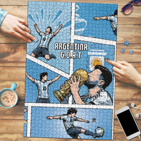 Argentina Football Puzzle Goat Comic Style Sun Of May DT05 Blue - Polynesian Pride