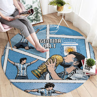 Argentina Football Round Carpet Goat Comic Style Sun Of May DT05 - Polynesian Pride