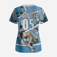 Custom Argentina Football Scrub Top Goat Comic Style Sun Of May DT05 - Polynesian Pride
