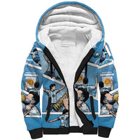 Custom Argentina Football Sherpa Hoodie Goat Comic Style Sun Of May DT05 Unisex Blue - Polynesian Pride