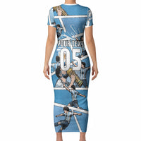 Custom Argentina Football Short Sleeve Bodycon Dress Goat Comic Style Sun Of May DT05 - Polynesian Pride