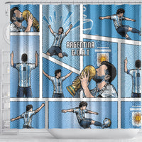 Argentina Football Shower Curtain Goat Comic Style Sun Of May DT05 - Polynesian Pride
