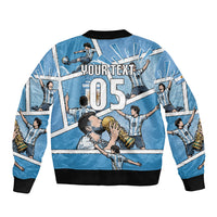 Custom Argentina Football Sleeve Zip Bomber Jacket Goat Comic Style Sun Of May DT05 - Polynesian Pride