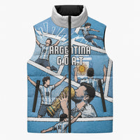 Custom Argentina Football Sleeveless Puffer Jacket Goat Comic Style Sun Of May DT05 Unisex Blue - Polynesian Pride