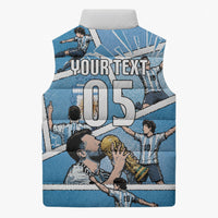 Custom Argentina Football Sleeveless Puffer Jacket Goat Comic Style Sun Of May DT05 - Polynesian Pride