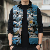 Custom Argentina Football Sleeveless Puffer Jacket Goat Comic Style Sun Of May DT05 - Polynesian Pride