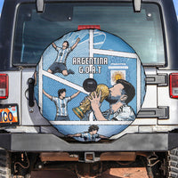 Argentina Football Spare Tire Cover Goat Comic Style Sun Of May DT05 Blue - Polynesian Pride