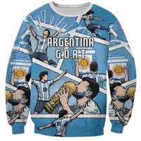 Custom Argentina Football Sweatshirt Goat Comic Style Sun Of May DT05 Unisex Blue - Polynesian Pride