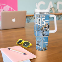 Custom Argentina Football Tumbler With Handle Goat Comic Style Sun Of May DT05 - Polynesian Pride