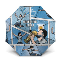 Argentina Football Umbrella Goat Comic Style Sun Of May DT05 One Size Folded 11.42 inch Opened Diameter 37.4 inch Blue - Polynesian Pride