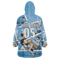 Custom Argentina Football Wearable Blanket Hoodie Goat Comic Style Sun Of May DT05 - Polynesian Pride