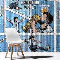 Argentina Football Window Curtain Goat Comic Style Sun Of May DT05 - Polynesian Pride