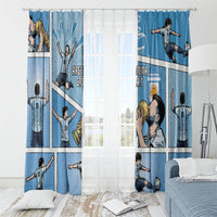 Argentina Football Window Curtain Goat Comic Style Sun Of May DT05 - Polynesian Pride