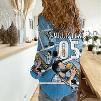 Custom Argentina Football Women Casual Shirt Goat Comic Style Sun Of May DT05 - Polynesian Pride