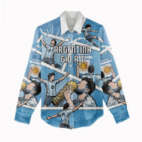 Custom Argentina Football Women Casual Shirt Goat Comic Style Sun Of May DT05 - Polynesian Pride