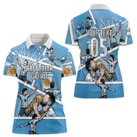 Custom Argentina Football Women Polo Shirt Goat Comic Style Sun Of May DT05 - Polynesian Pride