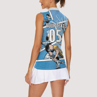 Custom Argentina Football Women Sleeveless Polo Shirt Goat Comic Style Sun Of May DT05 - Polynesian Pride
