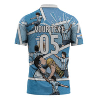 Custom Argentina Football Zipper Polo Shirt Goat Comic Style Sun Of May DT05 - Polynesian Pride