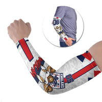Custom England Football Arm Sleeves Three Lions Trophy St George Cross DT05 Set of 2 White - Polynesian Pride