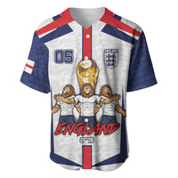 Custom England Football Baseball Jersey Three Lions Trophy St George Cross DT05 White - Polynesian Pride