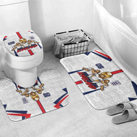 Custom England Football Bathroom Set Three Lions Trophy St George Cross DT05 Mat Set Only (3 pcs) One Size White - Polynesian Pride