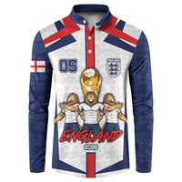 Custom England Football Button Sweatshirt Three Lions Trophy St George Cross DT05 White - Polynesian Pride