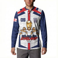 Custom England Football Button Sweatshirt Three Lions Trophy St George Cross DT05 - Polynesian Pride