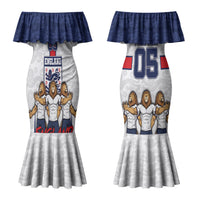 Custom England Football Couples Matching Mermaid Dress and Long Sleeve Button Shirt Three Lions Trophy St George Cross DT05 - Polynesian Pride