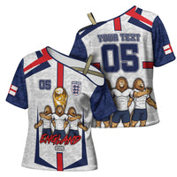 Custom England Football Cross Shoulder Shirt Three Lions Trophy St George Cross DT05 - Polynesian Pride