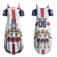 Custom England Football Family Matching Summer Maxi Dress and Hawaiian Shirt Three Lions Trophy St George Cross DT05 Mom's Dress White - Polynesian Pride