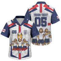 Custom England Football Family Matching Summer Maxi Dress and Hawaiian Shirt Three Lions Trophy St George Cross DT05 Son's Shirt White - Polynesian Pride