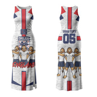 Custom England Football Family Matching Tank Maxi Dress and Hawaiian Shirt Three Lions Trophy St George Cross DT05 Mom's Dress White - Polynesian Pride