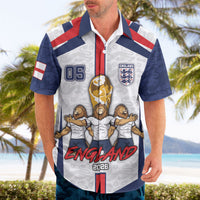 Custom England Football Hawaiian Shirt Three Lions Trophy St George Cross DT05 - Polynesian Pride