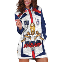 Custom England Football Hoodie Dress Three Lions Trophy St George Cross DT05 White - Polynesian Pride